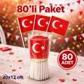 Ay Yıldız Çıtalı Türk Bayrağı (20x12 cm 80 Adet)
