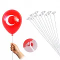 Ay Yıldız Türk Bayraklı Balon ve Balon Çubuğu (20 adet)