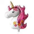 Pembe Çiçekli Unicorn Folyo Balon Büyük Boy (85x110 cm)