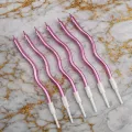 Metalik Kıvrımlı Spiral Rose Pembe Mum (6 adet)