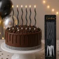 Metalik Kıvrımlı Spiral Siyah Mum (6 Adet)