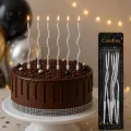 Metalik Kıvrımlı Spiral Gümüş Mum (6 Adet)