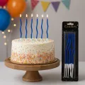 Metalik Kıvrımlı Spiral Mavi Mum (6 Adet)