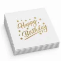 Happy Birthday Gold Varaklı Peçete (16 adet)