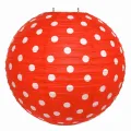 Kırmızı Puantiyeli Yuvarlak Fener Süs (1 Adet 30 cm)