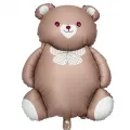 Fiyonklu Teddy Ayıcık Folyo Balon - Mat Kahve (87x65 cm)
