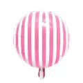 Pembe - Beyaz Çizgili Folyo Balon (45 cm)