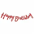 Happy Birthday Kırmızı Kaligrafi Banner 110 cm