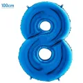 8 Rakam Folyo Balon - Mavi - 100 cm (40 inch)