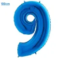 9 Rakam Folyo Balon - Mavi - 100 cm (40 inch)