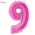 9 Rakam Folyo Balon - Pembe - 100 cm (40 inch)