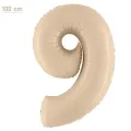 9 Rakam Folyo Balon - Saten Krem - 100 cm (40 inch)