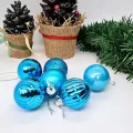 Açık Mavi Yılbaşı Top Süs Mat-Parlak-Simli-Aynalı 6 Adet 4 cm
