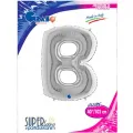B Harf Folyo Balon – Gümüş – 100 cm (40 inch)