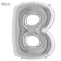 B Harf Folyo Balon – Gümüş – 100 cm (40 inch)