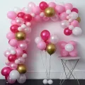Balon Zinciri - Gold Pembe Fuşya Beyaz 100 Adet