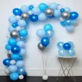 Balon Zinciri Seti - Mavi Beyaz Gümüş (100 Adet)