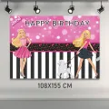 Barbie Doğum Günü Parti Afişi Siyah-Pembe (108x155 cm)