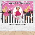 Barbie Doğum Günü Parti Afişi Siyah-Pembe 70*100 cm
