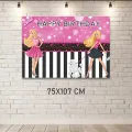 Barbie Doğum Günü Parti Afişi Siyah-Pembe (75x107 cm)