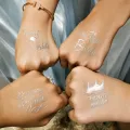 Bekarlığa Veda Team Bride Geçici Dövme Gümüş (12 Adet)