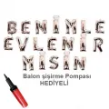 Benimle Evlenirmisin Folyo Balon Gümüş (35 cm) + Pompa