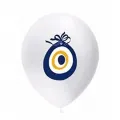 Beyaz Nazar Baskılı Balon 1 Adet