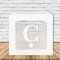 Ç - Harfi Şeffaf Kutu Beyaz 25 cm