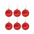 Çam Ağacı Süsleme Top Kırmızı 6 Adet 6 cm