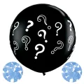 Cinsiyet Balonu Soru İşareti Siyah Mavi Konfetili 45 cm