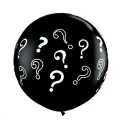 Cinsiyet Balonu Soru İşareti Siyah Pembe Konfetili 45 cm