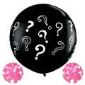 Cinsiyet Balonu Soru İşareti Siyah Pembe Konfetili 45 cm