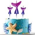 Deniz Kızı Kuyruk Metalik Pasta Mumu 3 Adet