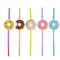Donut Temalı Artistik Pipet 10 Adet