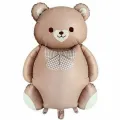 Fiyonklu Teddy Ayıcık Folyo Balon - Mat Kahve (87x65 cm)