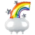 Gökkuşağı Bulut ve Yıldız Desenli Folyo Balon (89x60 cm)