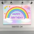 Gökkuşağı Temalı Doğum Günü Parti Afişi (108x155 cm)