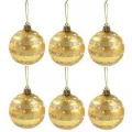 Gold Simli Yılbaşı Topu 6 adet 6 cm