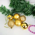 Gold Yılbaşı Top Süs Mat-Parlak-Simli 6 Adet 4 cm
