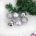 Gümüş Yılbaşı Top Süs Mat-Parlak-Simli 6 Adet 4 cm