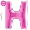 H Harf Folyo Balon – Pembe – 100 cm (40 inch)