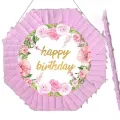 Happy Birthday Çiçekli Pinyata 42 cm + Sopası