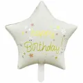 Happy Birthday Krem Yıldız Folyo Balon (45 cm)