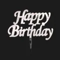 Happy Birthday Pleksi Pasta Süsü Gümüş 12 cm