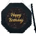 Happy Birthday Siyah Gold Pinyata 42 cm + Sopası