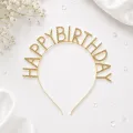 Happy Birthday Taşlı Lüks Taç Gold