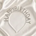 Happy Birthday Taşlı Lüks Taç Gümüş