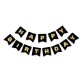 Happy Birthday Yazısı Siyah Gold Yaldızlı (200 cm)