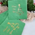 Happy New Year Gold Varaklı Peçete Yeşil 16 Adet