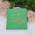 Happy New Year Gold Varaklı Peçete Yeşil 16 Adet